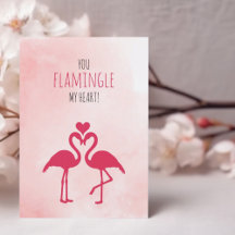 Humorous Funny Valentine's Day Card Pink Flamingos