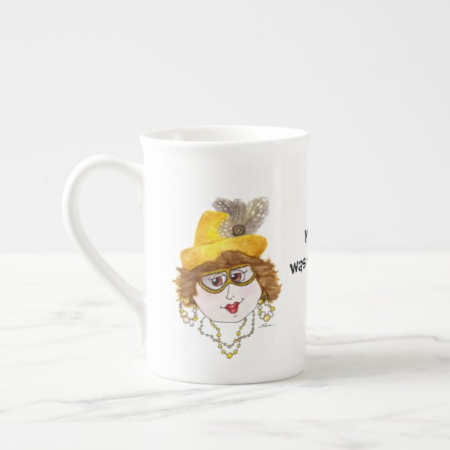 Humorous Gal about Weight Bone China Mug (Left)