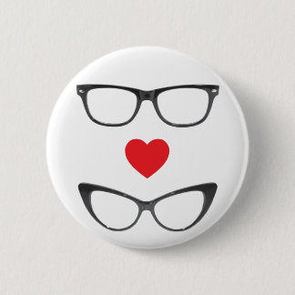 Humorous Geek Love - Heart & Eyeglasses Button