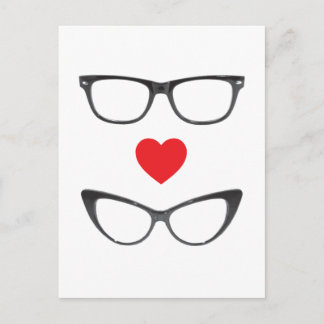 Humorous Geek Love - Heart & Eyeglasses Postcard