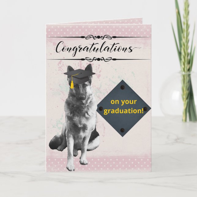 Humorous German Shepherd Graduation Card (Front)