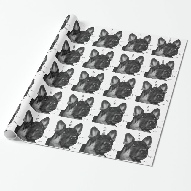 Humorous German Shepherd Holiday Wrapping Paper (Unrolled)
