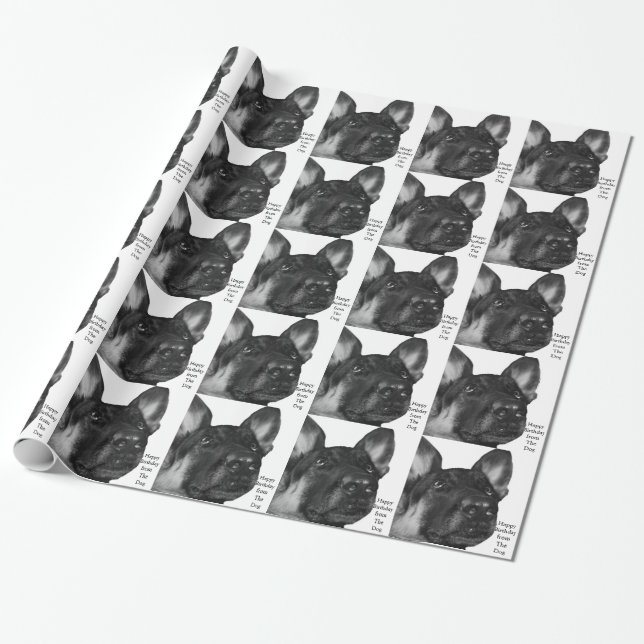 Humorous German Shepherd Wrapping Paper (Unrolled)