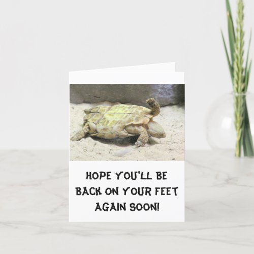 HUMOROUS GET WELL NOTE CARD TURTLE FLIPPED OVER