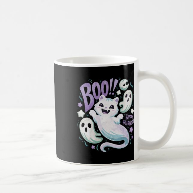 Humorous Ghost Cat Boo Kitty Halloween  Coffee Mug (Right)