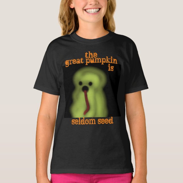 Humorous Ghost Marvin Great Pumpkin Seldom Seed T-Shirt (Front)
