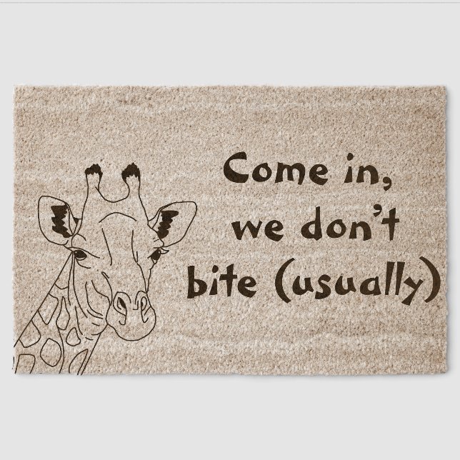 Humorous Giraffe Welcome Coir Mat (Front)