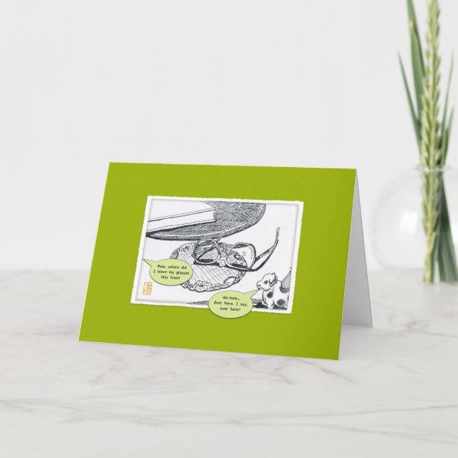 Humorous Glasses & Cow Blank Greeting Card (Front)
