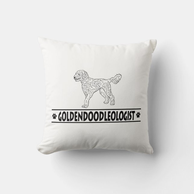 Humorous Goldendoodle Throw Pillow (Front)