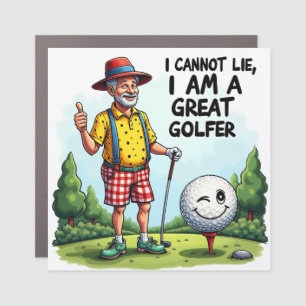 Humorous Golf Cartoon: I Am a Great Golfer Car Magnet