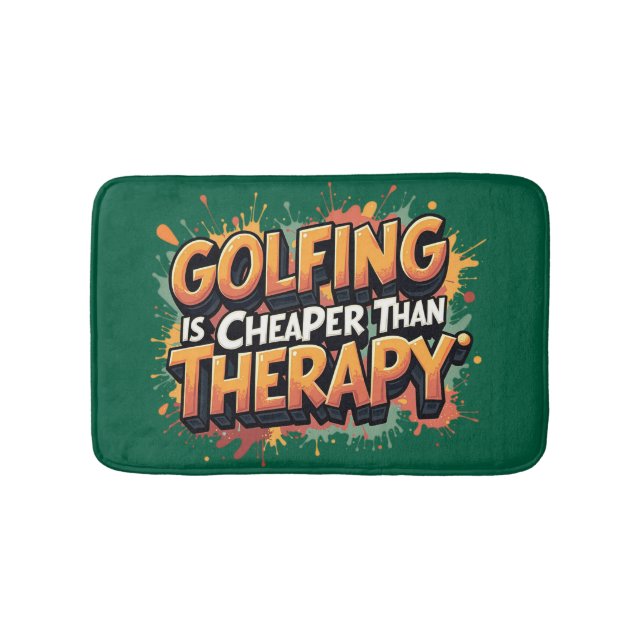 Humorous Golf Therapy Bathroom Fun Bath Mat (Front)