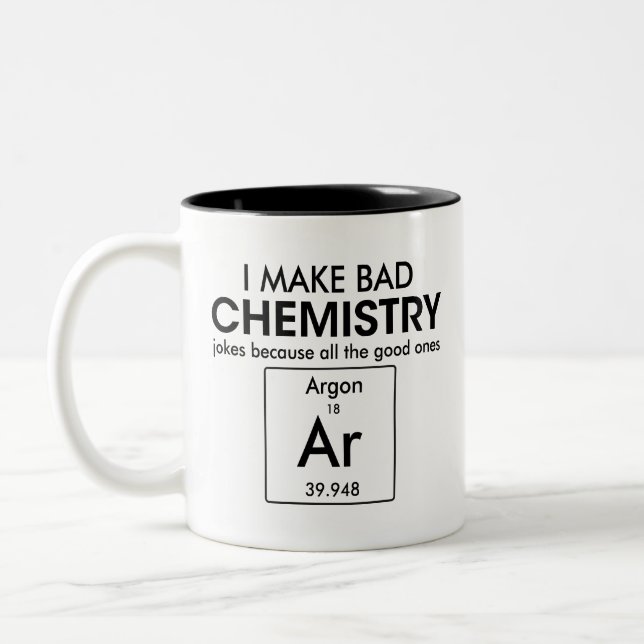 Humorous Good Chemistry Jokes Argon Funny Gift Two-Tone Coffee Mug (Left)