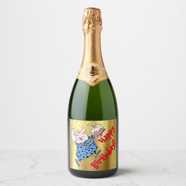 Humorous Grandma Birthday Cake Party Paper Sparkling Wine Label (Front)