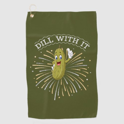 Humorous Green Dill Pickle Golf Towel