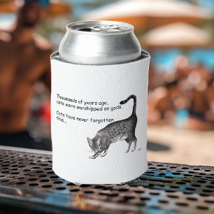 Humorous Grey Whimsical Cat Egyptian Mau Can Cooler