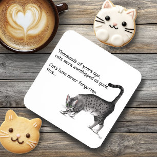 Humorous Grey Whimsical Cat Egyptian Mau Coaster