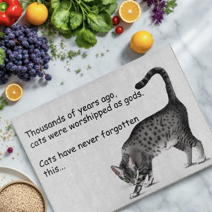Humorous Grey Whimsical Cat Egyptian Mau Cutting Board