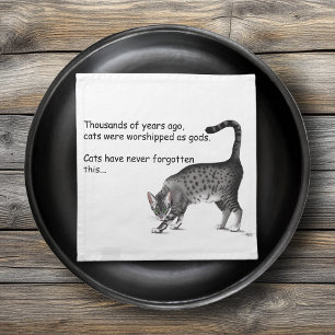 Humorous Grey Whimsical Cat Egyptian Mau Napkin