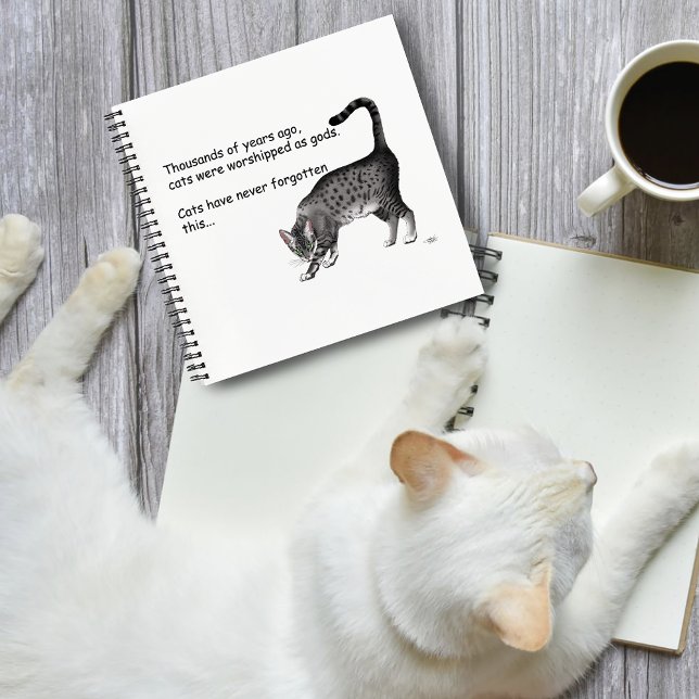Humorous Grey Whimsical Cat Egyptian Mau Notebook (Creator Uploaded)