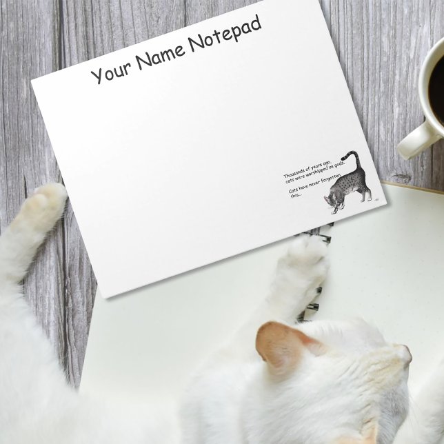 Humorous Grey Whimsical Cat Egyptian Mau Notepad (Creator Uploaded)