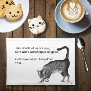Humorous Grey Whimsical Cat Egyptian Mau Placemat