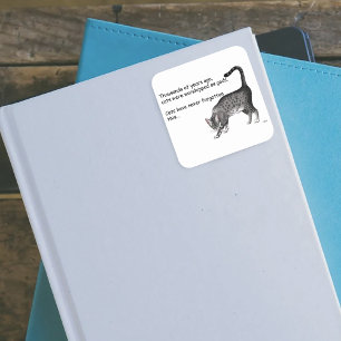 Humorous Grey Whimsical Cat Egyptian Mau Square Sticker