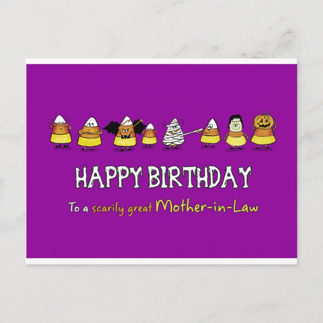 Humorous Halloween - Birthday for Mother-in-Law - Postcard (Front)