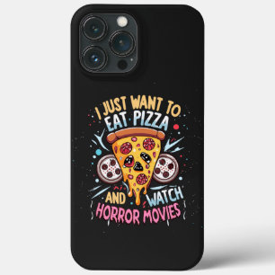 Humorous Halloween Saying Pizza and Horror Movies iPhone 13 Pro Max Case