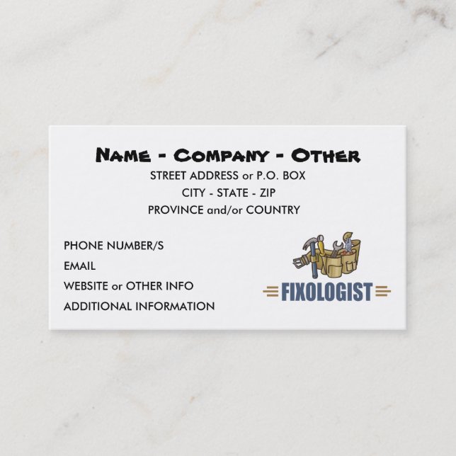 Humorous Handyman Business Card (Front)