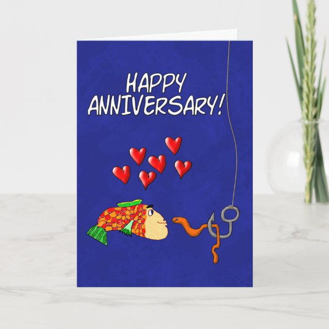 Humorous Happy Anniversary Fish and Bait Card (Front)