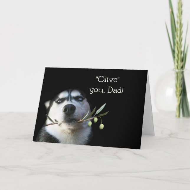 Humorous Happy Birthday Dad Card With Husky Dog (Front)