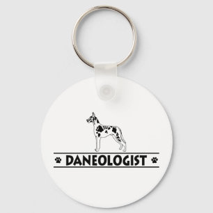 Humorous Harleqhin Great Dane Keychain