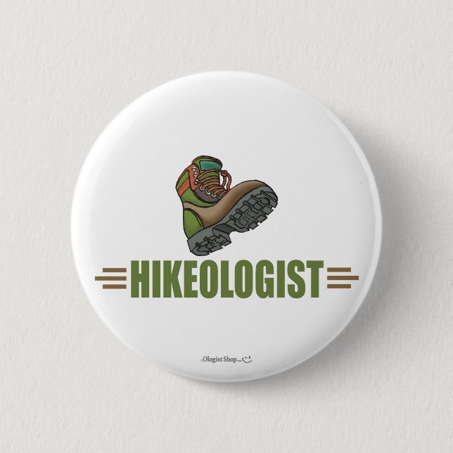 Humorous Hiking Pinback Button (Front)