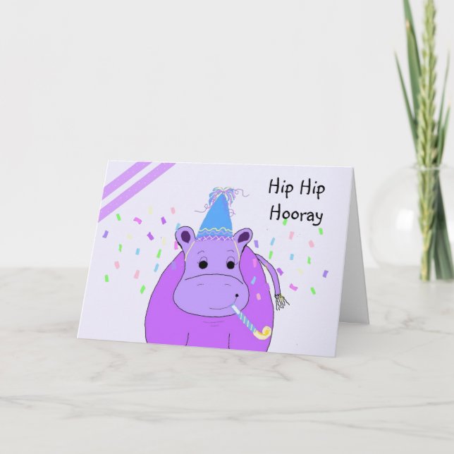 Humorous Hippo Birthday Card (Front)