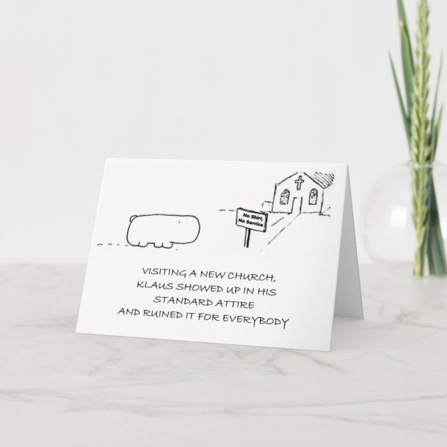 Humorous Hippo Church Greeting Card (Front)