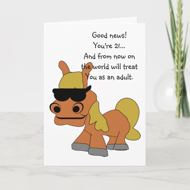 Humorous Horse Design Personalised 21st Birthday Card (Front)