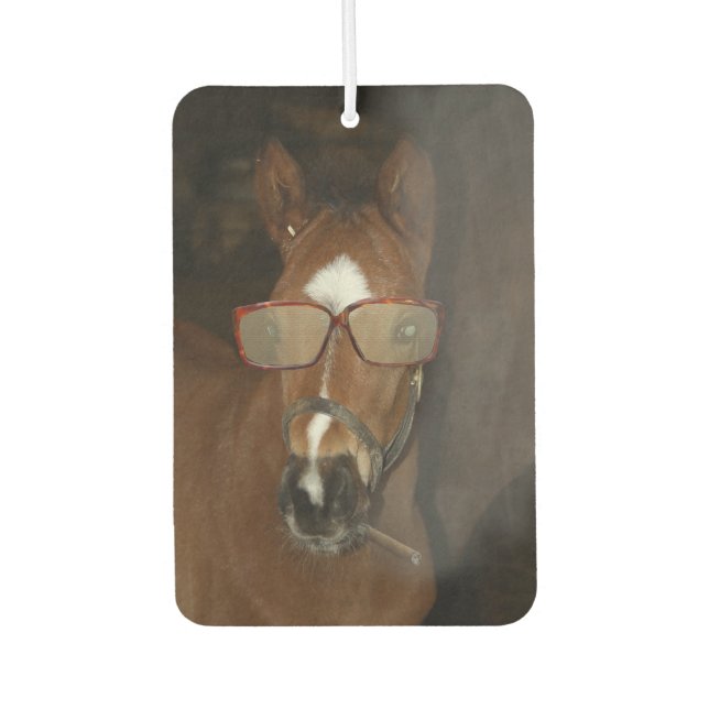 Humorous Horse Foal Smoking Cigar Air Freshener (Front)