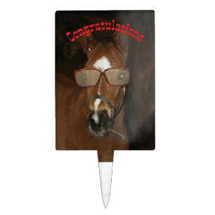 Humorous Horse Foal Smoking Cigar Cake Topper