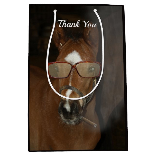 Humorous Horse Foal Smoking Cigar Gift Bag (Front)