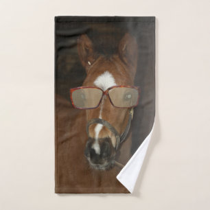 Humorous Horse Foal Smoking Cigar Hand Towel