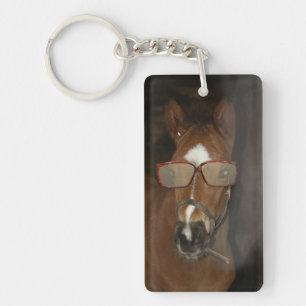 Humorous Horse Foal Smoking Cigar Keychain