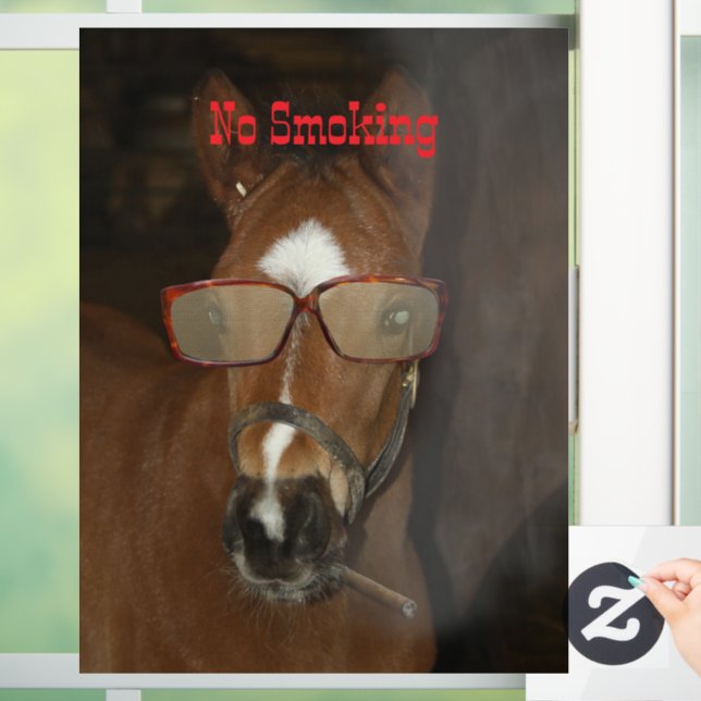 Humorous Horse Foal Smoking Cigar Window Cling (Home)