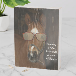 Humorous Horse Foal Smoking Cigar Wood Box Sign