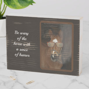 Humorous Horse Foal Smoking Wood Box Sign