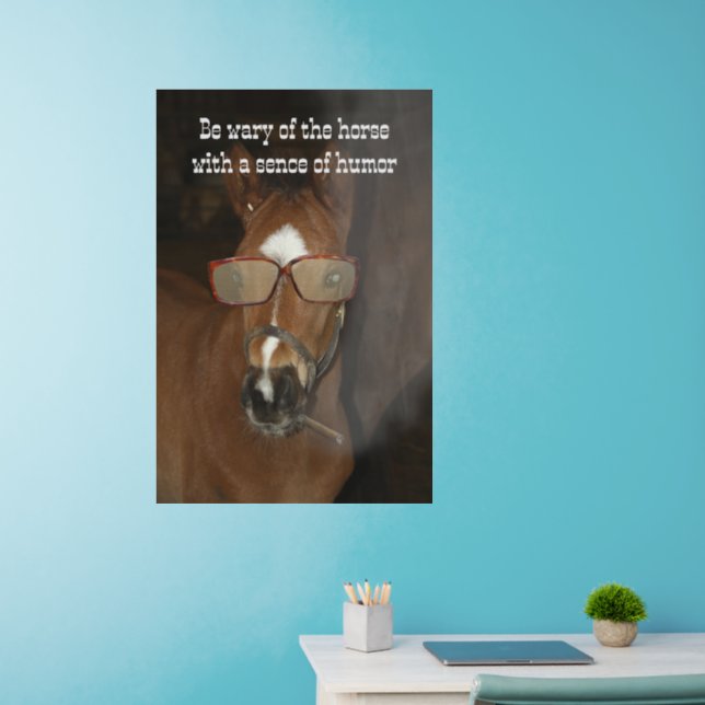 Humorous Horse Foal Smokng Cigar Wall Decal (Home Office)
