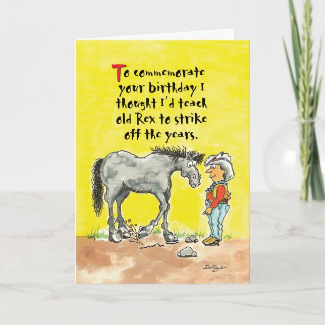 Humorous horsey birthday card (Front)