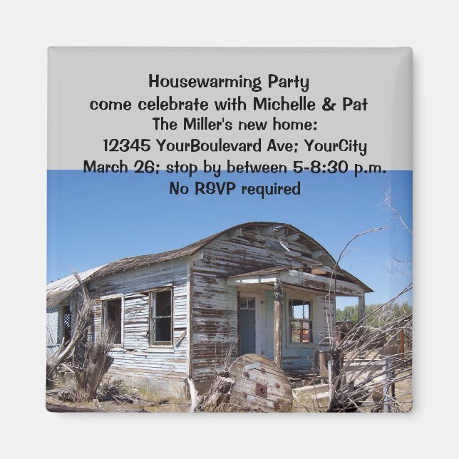 Humorous Housewarming Party Invitations Magnet (Front)