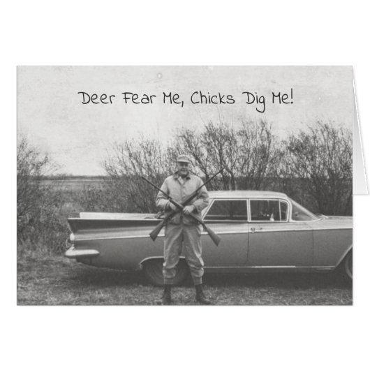 Humorous Hunter Deer Hunting Old Automobile (Front Horizontal)