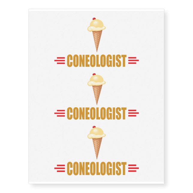 Humorous Ice Cream Lover's Temporary Tattoos (Front)