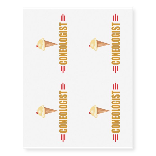 Humorous Ice Cream Lover's Temporary Tattoos (Front)